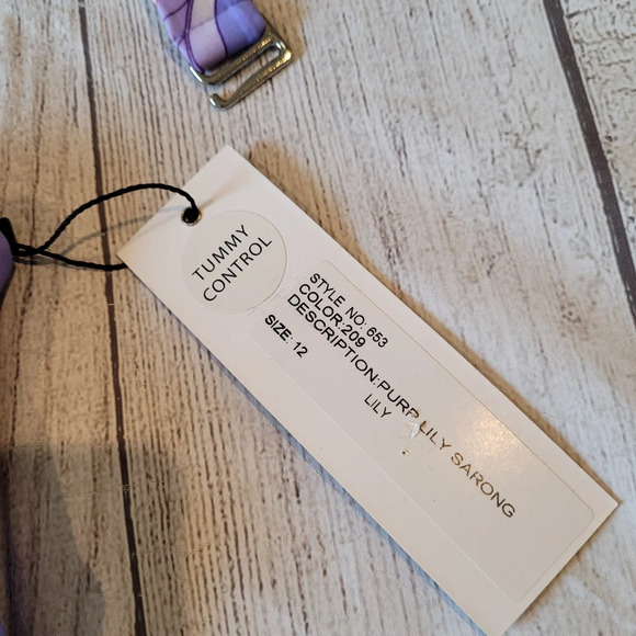 Byron Blue Australia Purple Lily One Piece Swimsuit •Size 12• New w/ Tag - Picture 7 of 9